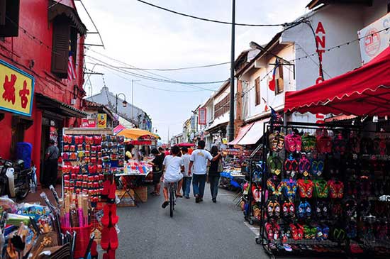 Khu phố cổ nhộn nhịp ở Malacca Khu phố cổ nhộn nhịp ở Malacca